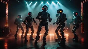 Roboter tanzen beim ein Nachtclub. ai generiert foto