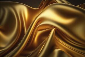 Gold Luxus Satin- Textur Hintergrund. ai generiert foto