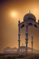 ai generiert islamisch beten Moschee Arabisch, eid Mubarak foto