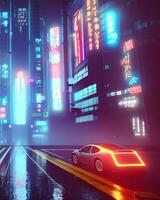 ai generiert Tokyo Stadt Nacht Cyber Punk Hintergrund Neon- foto