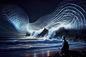 Fernbedienung Anzeigen von psychisch Skalar Wellen im das elektromagnetisch Spektrum foto