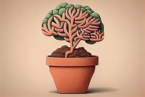 Gehirn geformt Pflanze wachsend von Terrakotta Topf wunderlich foto