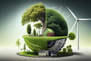 Grün Energie, nachhaltig Industrie. Umwelt, Sozial, und korporativ Führung Konzept foto