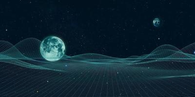 Universum und Linien, Gitter des zukünftigen geometrischen Universums der künstlichen Intelligenz, 3D-Illustration