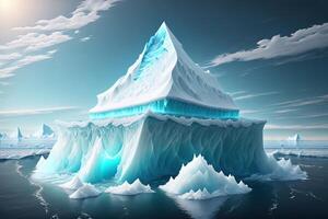 groß Eisberg schwebend im das Meer durch ai generiert foto