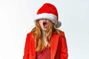 ziemlich Frau im Santa Hut Urlaub Weihnachten Spaß Emotion foto
