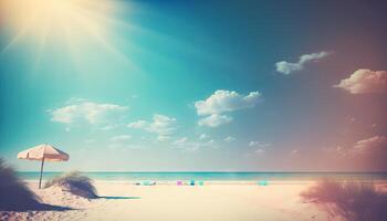 Sommer- Ferien Strand Hintergrund wie Sanft ätherisch verträumt Hintergrund. generativ ai foto