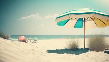 Sommer- Ferien Strand Hintergrund wie Sanft ätherisch verträumt Hintergrund. generativ ai foto