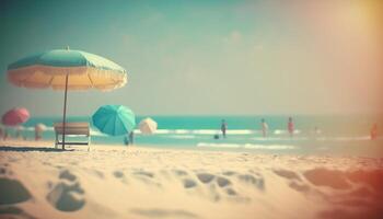 Sommer- Ferien Strand Hintergrund wie Sanft ätherisch verträumt Hintergrund. generativ ai foto