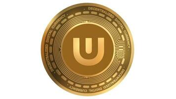 3d machen golden Ultra du Kryptowährung Münze Symbol schließen oben foto