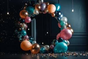 Geburtstag Party Ballon Hintergrund. Illustration ai generativ foto