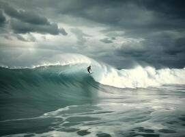 Surfer im Ozean. Illustration ai generativ foto