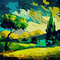 schön bunt abstrakt Landschaft van Gogh inspiriert - - ai generiert foto