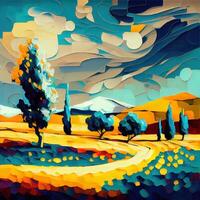 schön bunt abstrakt Landschaft van Gogh inspiriert - - ai generiert foto