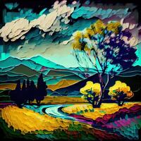 schön bunt abstrakt Landschaft van Gogh inspiriert - - ai generiert foto