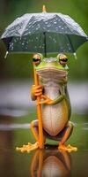 generativ ai Illustration von ein süß Wetterfrosch Frosch foto