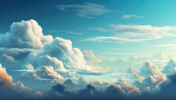 Blau Himmel und Sanft Wolken Hintergrund mit generativ ai foto