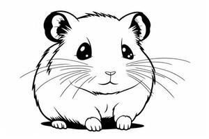 Färbung Seite Gliederung von Karikatur süß wenig Hamster. Illustration Färbung Buch zum Kinder. generativ ai foto