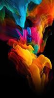 modern Hintergrund von Regenbogen Farbverläufe und Kurven mit Fluid, Flüssigkeit Bewegung mit generativ ai foto