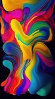 modern Hintergrund von Regenbogen Farbverläufe und Kurven mit Fluid, Flüssigkeit Bewegung mit generativ ai foto
