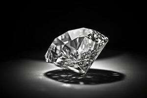 ein groß funkelnd Diamant von ein drk Oberfläche erstellt mit generativ ai Technologie. foto