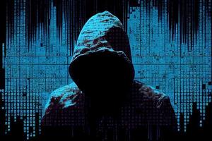 Hacker sind hacken hinter das Matrix von Computers. ai generiert foto