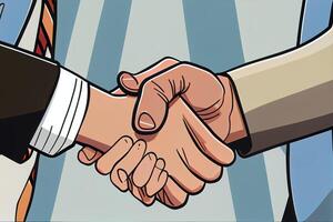 Geschäftsmann Handschlag zum Zusammenarbeit von Geschäft Zusammenschluss und Erwerb .ai generiert foto