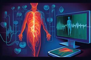 ein Neu Digital Gesundheit Lösung angewendet zu das Behandlung und Überwachung von Hypertonie und Herz. ai generiert foto
