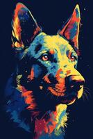 stilisiert bunt Grafik Illustration von Hund mit generativ ai foto