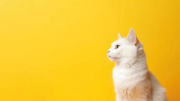 süß Weiß Kätzchen isoliert auf Gelb Hintergrund foto