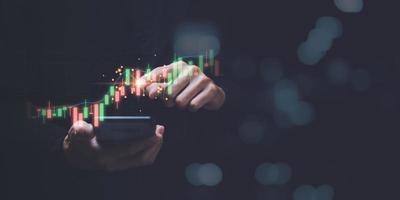 Investoren Analysieren Lager Markt Handel Diagramme ,technisch Preis Diagramme und Indikatoren ,Geschäft und Technologie Lager Diagramm Daten ,Aktie Handel und Investition Konzept , Devisen Handel Analyse foto