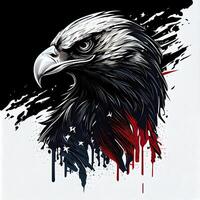 Adler und USA Flagge National Poster. amerikanisch kahl Adler - - ein Symbol von Amerika mit Flagge. kahl Adler auf amerikanisch Flagge Hintergrund erstellt. generativ ai foto