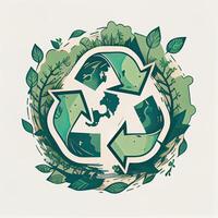 Illustration von Grün Pfeile recyceln Öko Symbol. Zyklus recycelt Symbol. recycelt Materialien Symbol. Öko Konzept mit Recycling Symbol. generativ ai. foto
