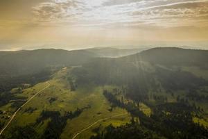 Luftaufnahme am Bergwald an einem Sommertag foto