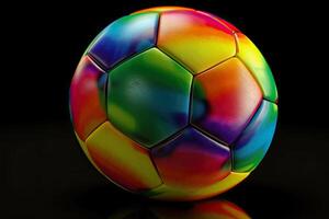 generativ ai Illustration von ein Regenbogen farbig Fußball Ball foto