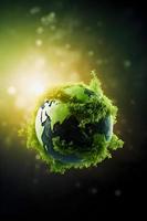 Begrünung zum ein nachhaltig Zukunft reduzieren co2 Emissionen durch verlängerbar Energie zum ein gesünder Ökologie und ein Kühler Planet auf Erde Tag foto