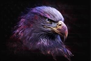 das amerikanisch Weiß geleitet Adler, das Symbol von Amerika, mit das Flagge. patriotisch Symbole von das vereinigt Zustände von Amerika. generativ ai. foto