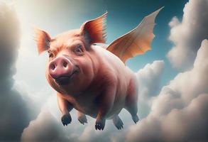 Schweine fliegen im das Himmel. generieren ai foto