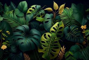 Foto tropisch Blätter Hintergrund Urwald Regenwald Pflanzen Hintergrund. generieren ai