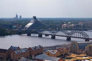 Antenne Aussicht von das National Bibliothek von Lettland im riga foto