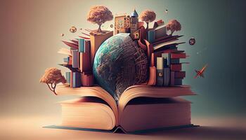 Bücher Vorstellung, 3d Illustration. generieren ai. foto