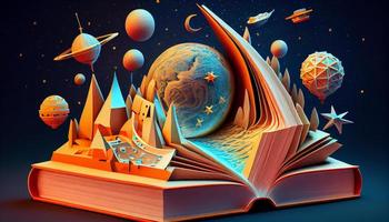 Bücher Vorstellung, 3d Illustration. generieren ai. foto