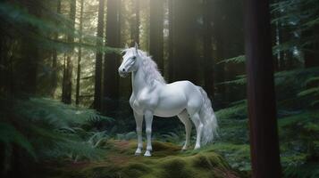 Weiß Pferd im das Feld ai generiert foto