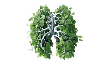 Mensch Lunge gemacht von Blätter. sauber Luft ohne Verschmutzung Konzept. ai generiert. foto