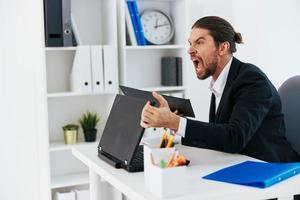 Geschäftsleute Emotionen Arbeit Büro Schreibtisch Boss foto