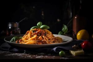 Italienisch Essen Pasta Platte. generieren ai foto
