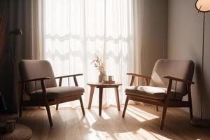 Innere skandinavisch Möbel. generieren ai foto
