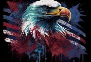 USA amerikanisch Flagge kreativ patriotisch Hintergrund mit kahl Adler. generieren ai. foto