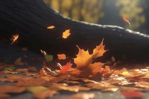 Herbst Blätter unter Baum. generieren ai foto