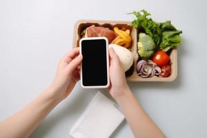 Smartphone foto Lebensmittel. generieren ai